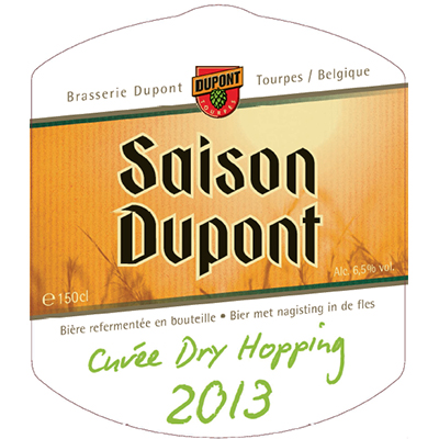 5410702000348 Saison Dupont cuvée dry hopping 2013 - 150cl Bier met nagisting in de fles Sticker Front